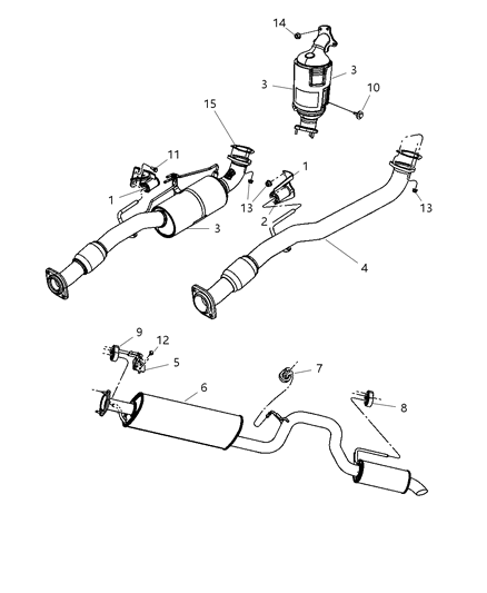 2009 Dodge Nitro Exhaust Muffler Diagram for 52109807AG