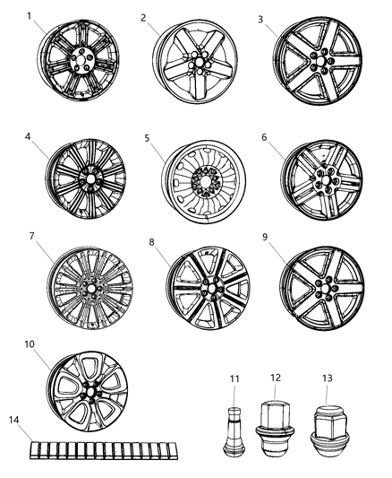 2012 Chrysler 200 Aluminum Wheel Diagram for 1TA78DD5AA