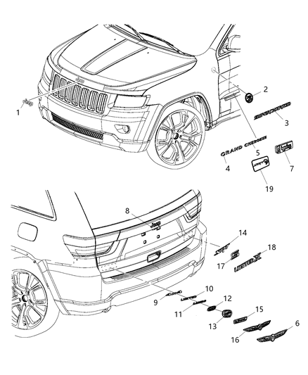 2021 Jeep Grand Cherokee NAMEPLATE-Hood Diagram for 68406600AB