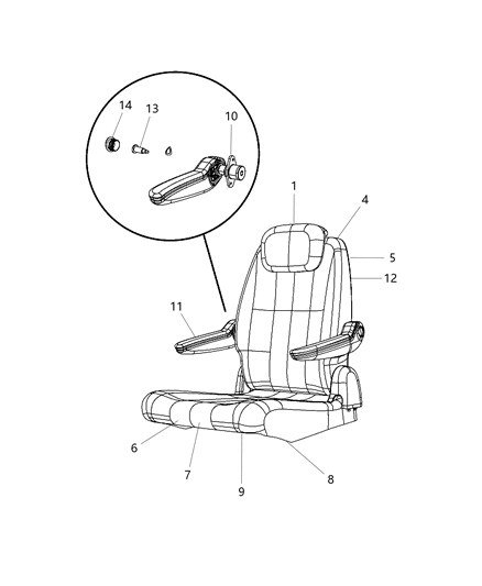 2011 Dodge Grand Caravan HEADREST-Second Row Diagram for 1UR17HL5AA