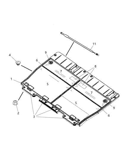 2005 Dodge Caravan Fold Flat Hardware - Bench Seat Diagram