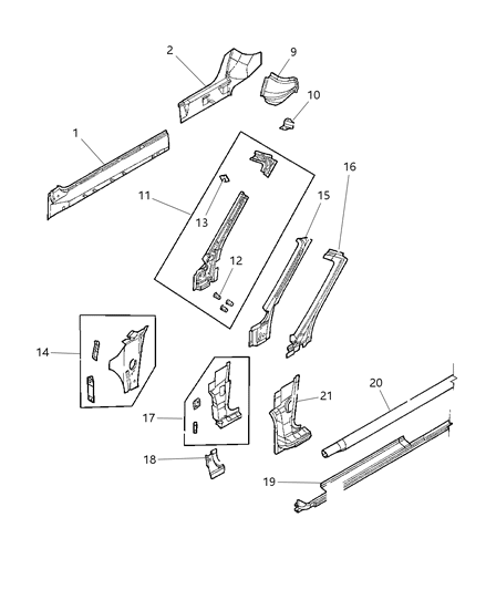 1999 Chrysler Sebring Aperture Panels Diagram