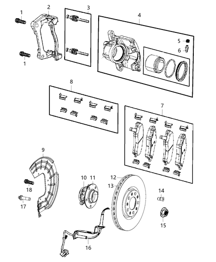 2021 Jeep Compass Spring Ki-Disc Brake Pad Diagram for 68346904AA