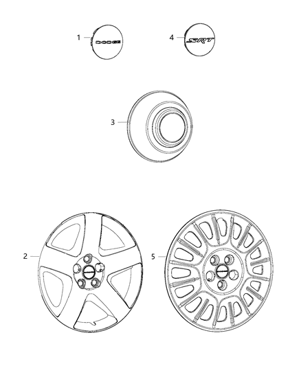 2015 Dodge Charger Wheel Center Cap Diagram for 1SK35DX8AA