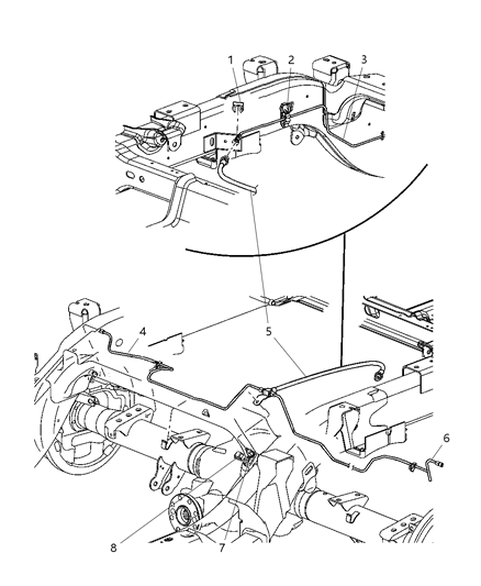 2005 Dodge Dakota Lines & Hoses, Rear & Chassis Diagram