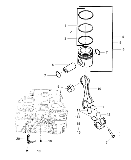 2007 Dodge Ram 2500 Pistons , Piston Rings , Connecting Rods And Bearings Diagram 1