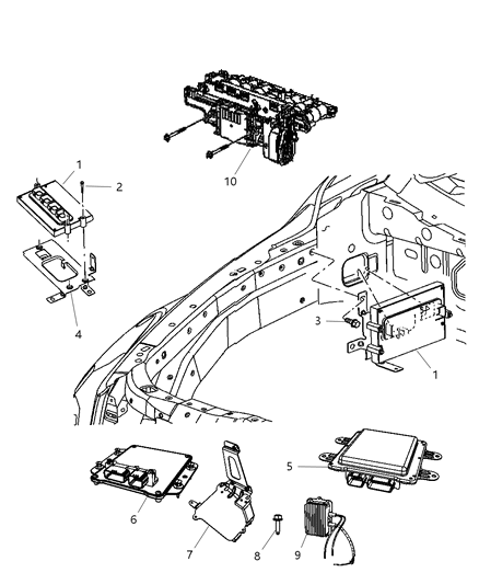 2009 Chrysler Aspen Powertrain Control Generic Module Diagram for 5150395AE