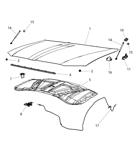 2011 Chrysler 300 WEATHERSTRIP-Hood To Radiator Diagram for 68040220AA