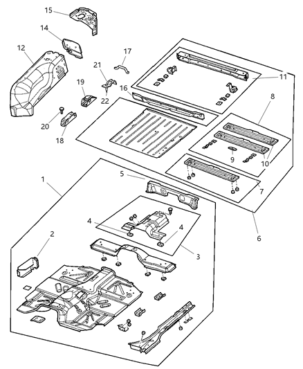2005 Jeep Wrangler CROSSMEMBER-Rear Floor Diagram for 55395069AB