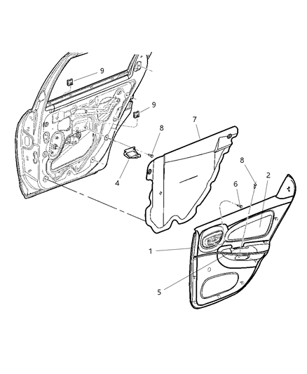 2005 Dodge Neon Door Panels - Rear Diagram