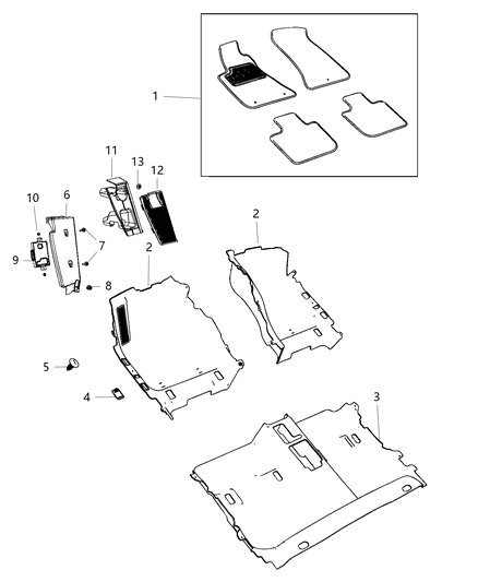 2020 Chrysler 300 Carpet, Complete Diagram