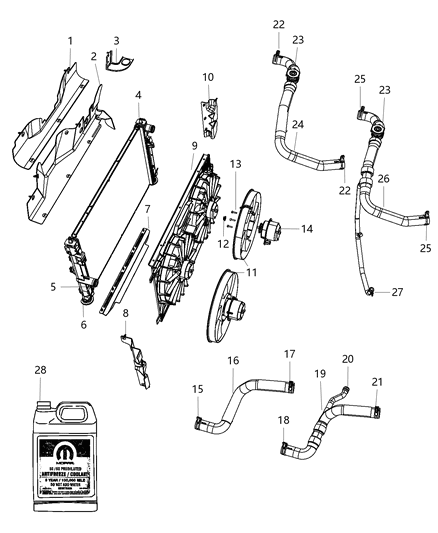 2017 Jeep Compass Radiator & Related Parts Diagram 1