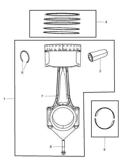 2008 Dodge Caliber Pistons , Piston Rings , Connecting Rods & Connecting Rod Bearing Diagram 6