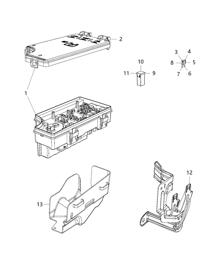 2016 Jeep Compass Holder-Fuse Diagram for 68264690AA