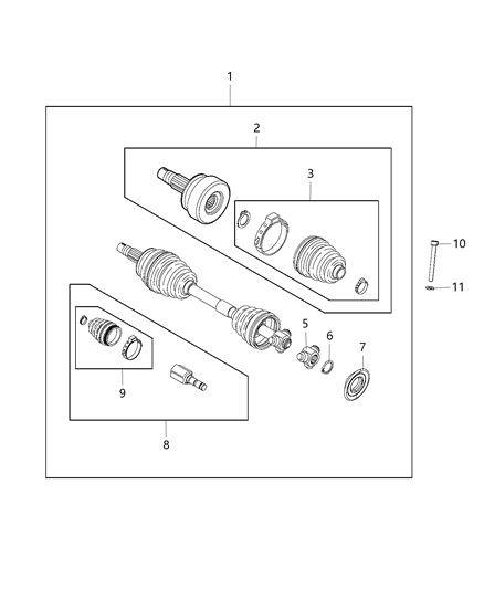 2015 Jeep Renegade Axle Half Shaft Diagram for 68249357AA