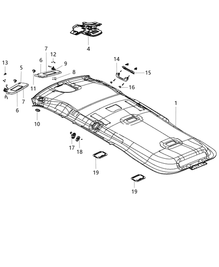 2017 Dodge Durango Headliner Diagram for 6GC98DX9AB