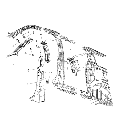2016 Dodge Grand Caravan Interior Moldings And Pillars Diagram