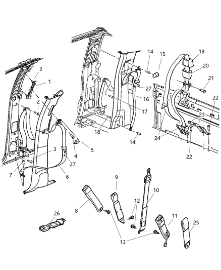 2007 Dodge Ram 3500 Center Buckle Half Seat Belt Diagram for 5GW281J3AA