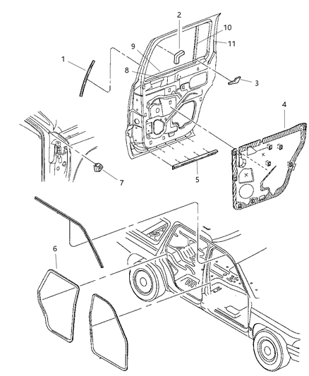 1999 Dodge Durango Seal-Rear Door Diagram for 55256415AD