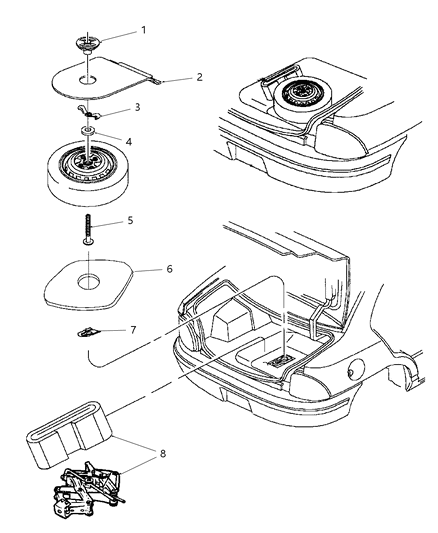 1999 Dodge Neon Cover Spare Tire With Carpet Diagram for PP26HSBAC