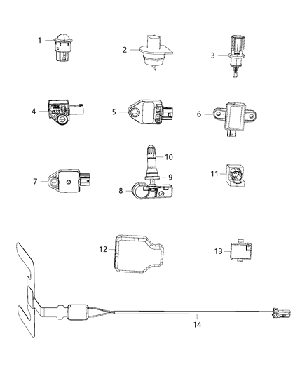 2014 Dodge Journey Sensors - Body Diagram