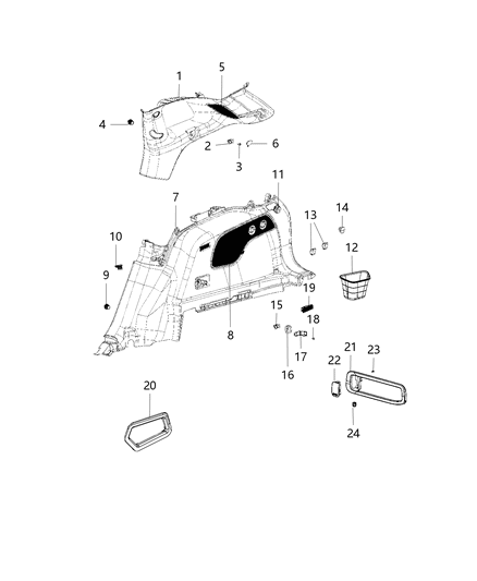 2017 Jeep Cherokee Panel-Quarter Trim Diagram for 1VR941C5AG