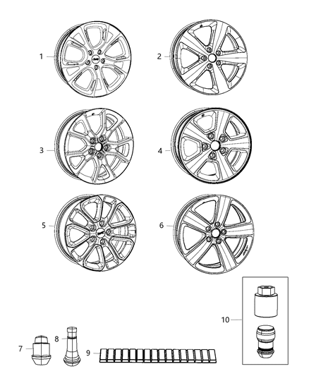 2014 Jeep Grand Cherokee Wheel-Aluminum Diagram for 1VH41AAAAC