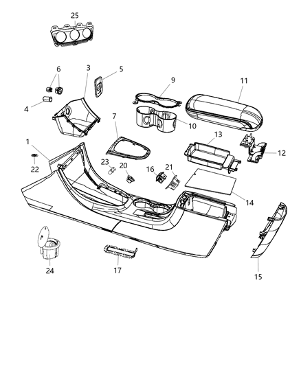 2013 Chrysler 200 Console ARMREST Diagram for 1UU16DX9AF