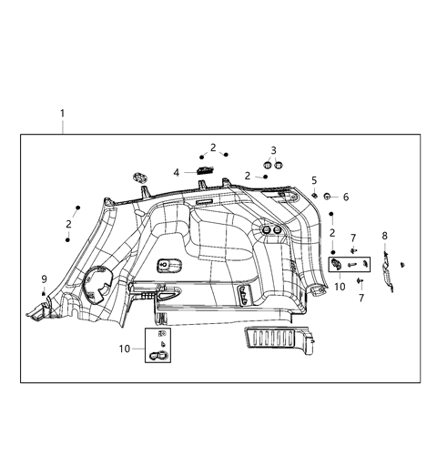 2021 Jeep Cherokee Quarter Trim Panel Diagram