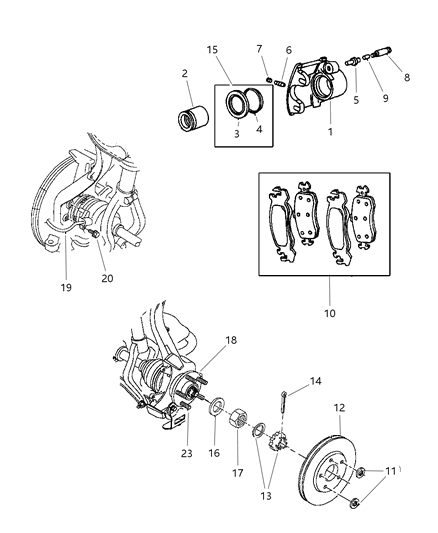 1997 Chrysler Cirrus Shoe And Linning Package, Front Disc Brake (Standard) Diagram for 4874548