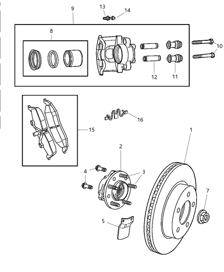 2002 Chrysler 300M Front Brakes Diagram