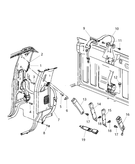 2011 Ram 2500 Front Outer Seat Belt Diagram for 5KS941DVAA