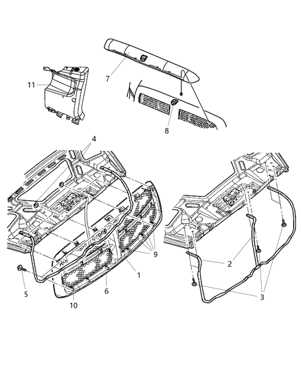 2005 Dodge Ram 1500 Grille-Radiator Diagram for 5GR97CDMAE