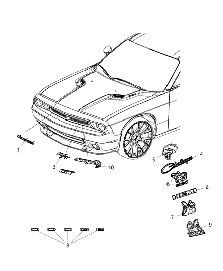 2019 Dodge Challenger NAMEPLATE-Grille Diagram for 68394593AB