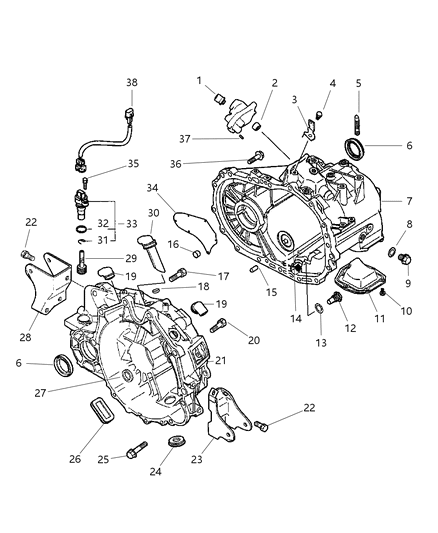 2003 Chrysler Sebring Case, Transaxle & Related Parts Diagram 1