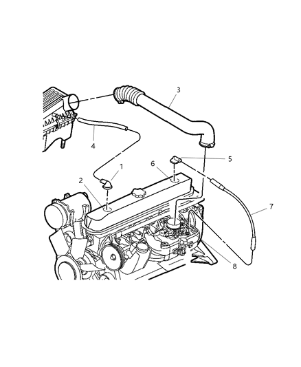 2005 Jeep Wrangler Tube-CRANKCASE Vent To Intake Ma Diagram for 53013797AB