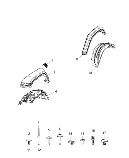 2018 Jeep Wrangler Molding-Wheel Opening Flare Diagram for 6AD71RXFAF