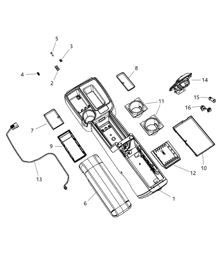 2008 Dodge Dakota Lid-Center Console Storage Diagram for 1JZ061D5AA