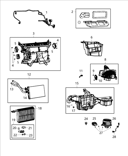 2019 Dodge Challenger A/C & Heater Unit Diagram