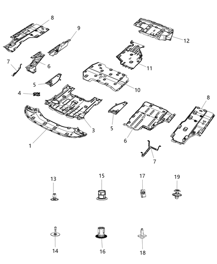 2019 Chrysler Pacifica Underbody Shields Diagram