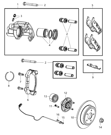 2011 Jeep Grand Cherokee Brakes, Rear, Disc Diagram