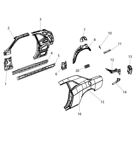 2009 Dodge Challenger REINFMNT-Body Side Aperture Rear Diagram for 68044193AA