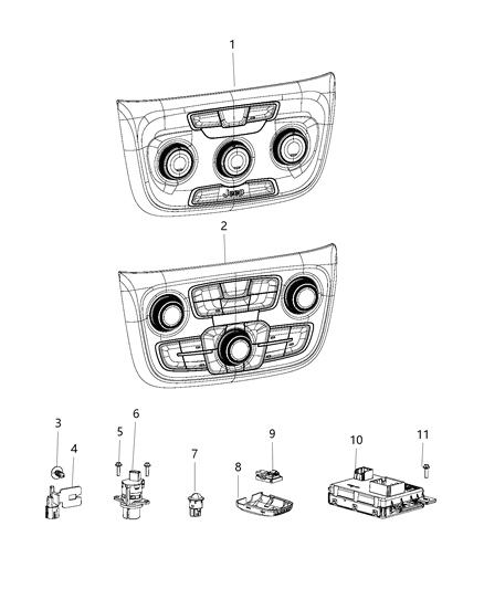 2019 Jeep Compass Air Conditioner And Heater Control Diagram for 68243664AG