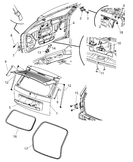 2010 Jeep Grand Cherokee WEATHERSTRIP-LIFTGATE Glass Diagram for 55394780AJ
