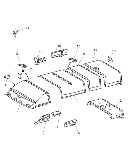 2006 Dodge Sprinter 2500 HEADLINER-Rear Diagram for 5131784AA