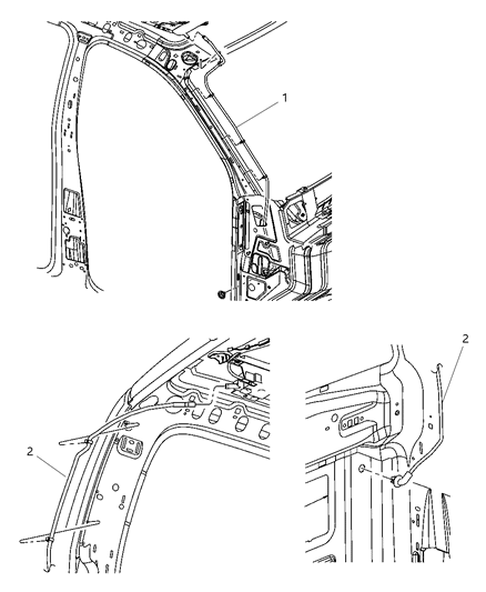 2008 Dodge Ram 3500 Pickup Sunroof Drain Hoses Diagram