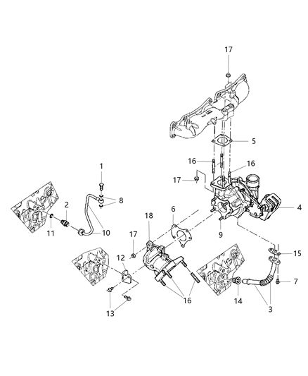 2014 Chrysler Town & Country Turbocharger & Oil Hoses / Tubes Diagram