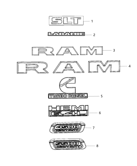2019 Ram 4500 Nameplates, Emblems And Medallions Diagram