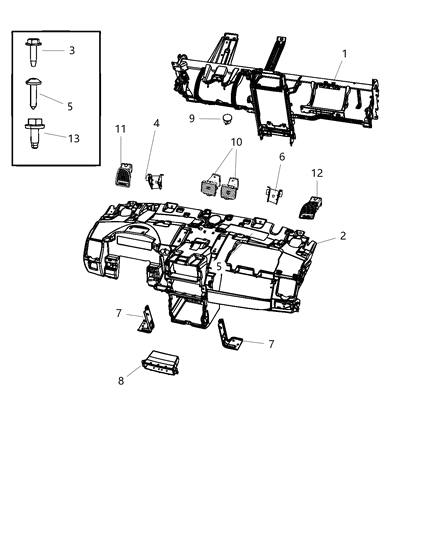 2017 Dodge Grand Caravan Reinforce-Instrument Panel Diagram for 68102167AA