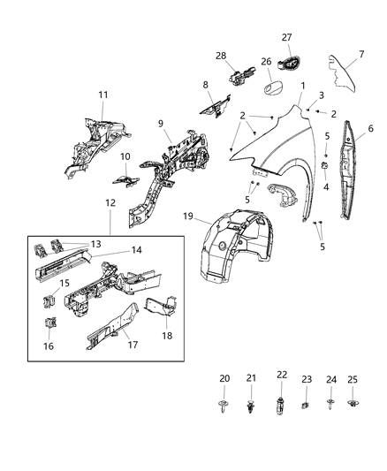 2018 Chrysler Pacifica Bracket-Fender Diagram for 68233976AB